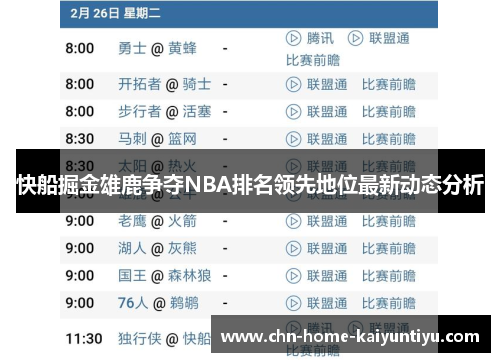 快船掘金雄鹿争夺NBA排名领先地位最新动态分析